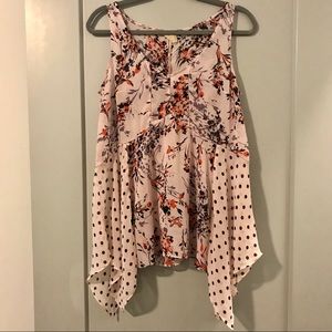Anthropologie Floral Polka Dot Pink Top